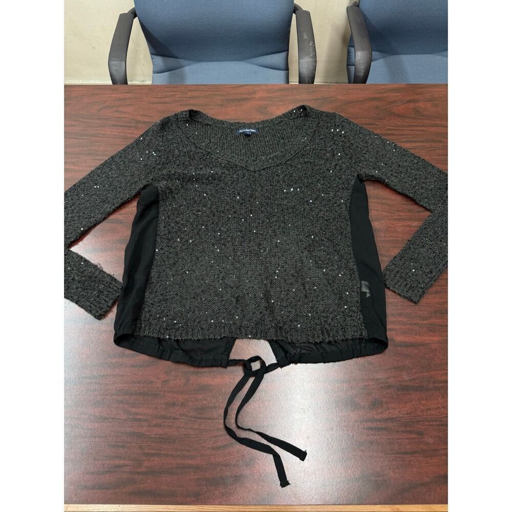 American Eagle Long Sleeve Open Back Blouse with Sequins Size Medium